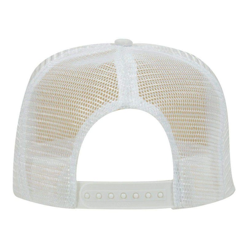 OTTO Polyester Foam Front 5 Panel High Crown Mesh Back Trucker Hat - White - Image 2